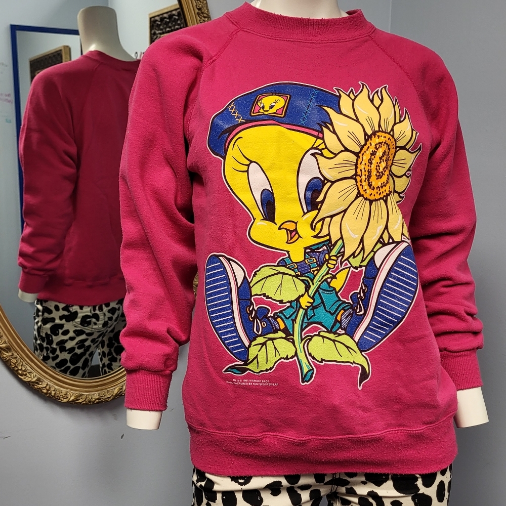Tweety Bird vintage crew neck sweatshirt Looney Tunes 90s Warner Bros M vtg